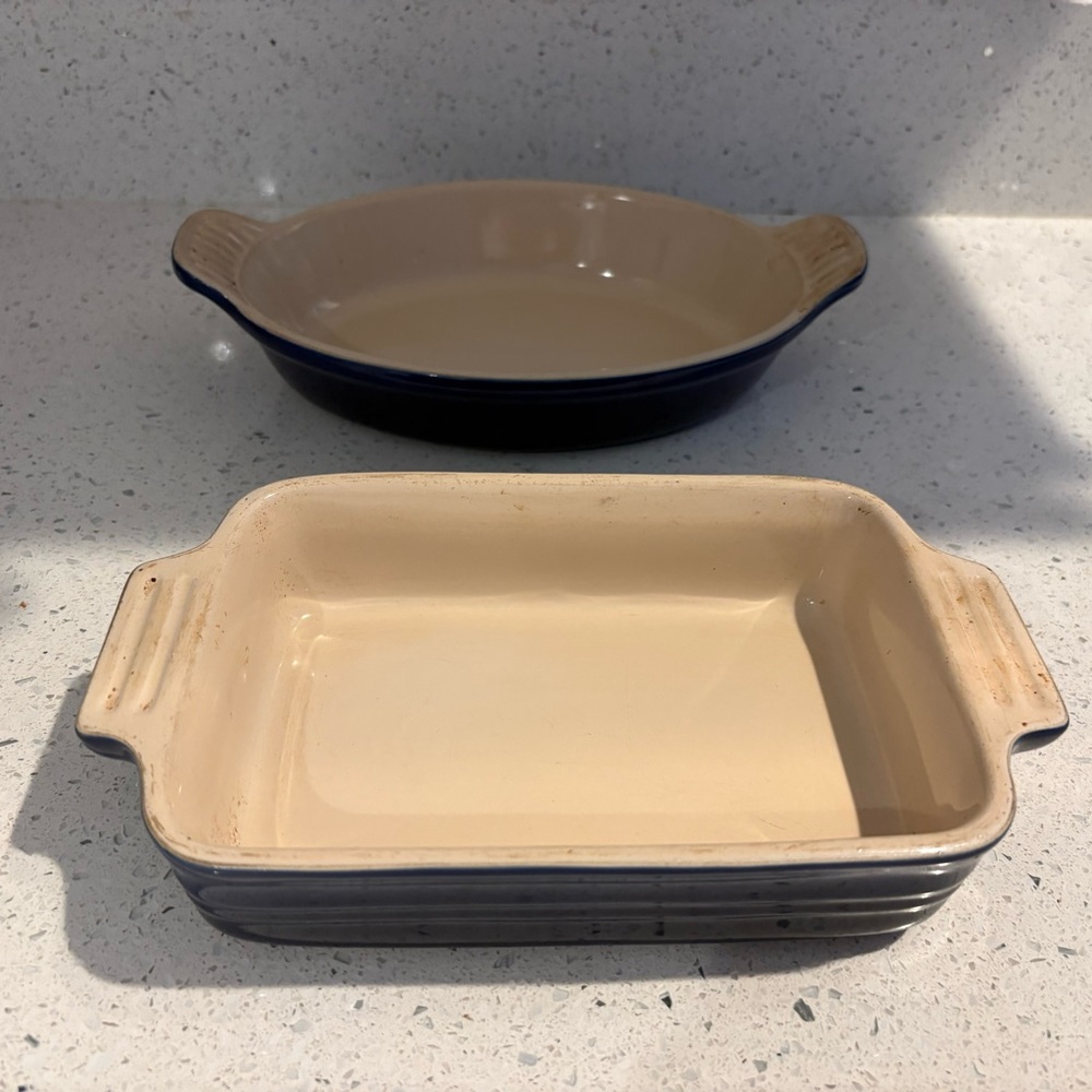 LeCreuset set of 2: Rectangular and Au gratin Baking Dish